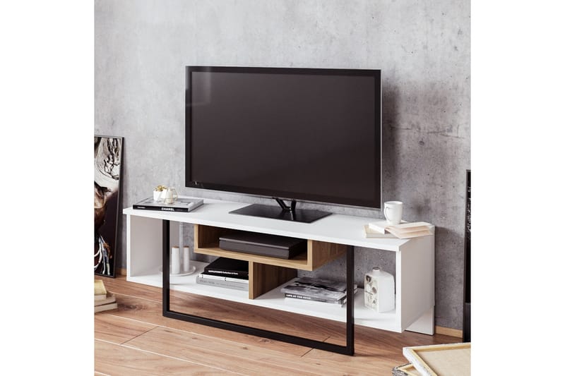 TV-benk Cyrine 119 cm - Hvit/Svart - Møbler - TV- & Mediamøbler - TV benk & mediabenk