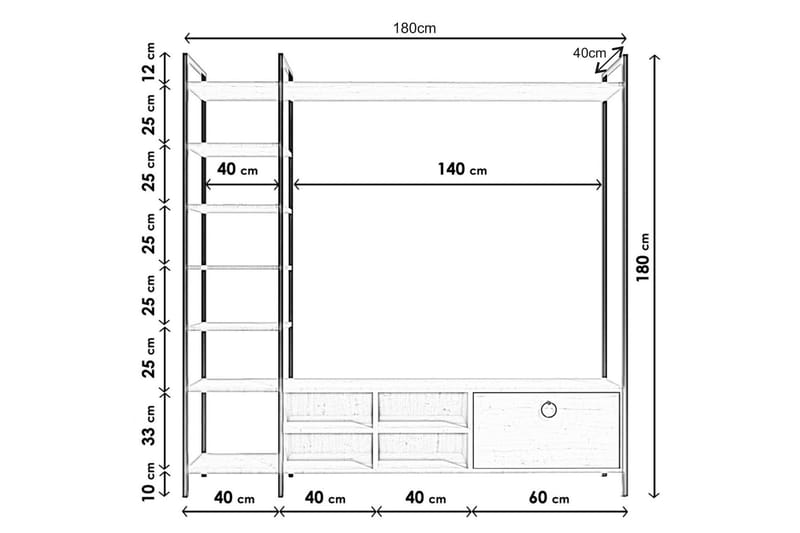 TV-benk Demirler 180 cm - Hvit - Møbler - TV- & Mediamøbler - TV benk & mediabenk