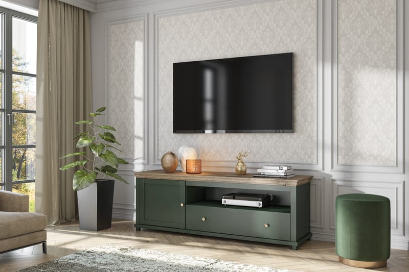 TV-benk Getafez 181 cm - Khaki/Natur - Møbler - TV- & Mediamøbler - TV benk & mediabenk