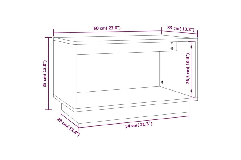 TV-benk grå 60x35x35 cm heltre furu - Grå - Møbler - TV- & Mediamøbler - TV benk & mediabenk