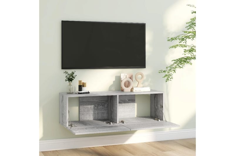 TV-benk grå sonoma eik 100x30x30 cm konstruert tre - Grå - Møbler - TV- & Mediamøbler - TV benk & mediabenk