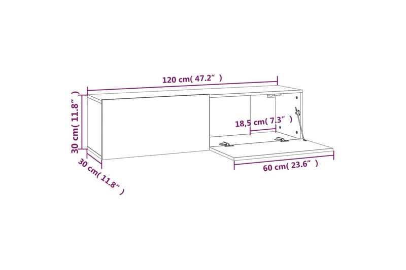 TV-benk grå sonoma eik 120x30x30 cm konstruert tre - Grå - Møbler - TV- & Mediamøbler - TV benk & mediabenk