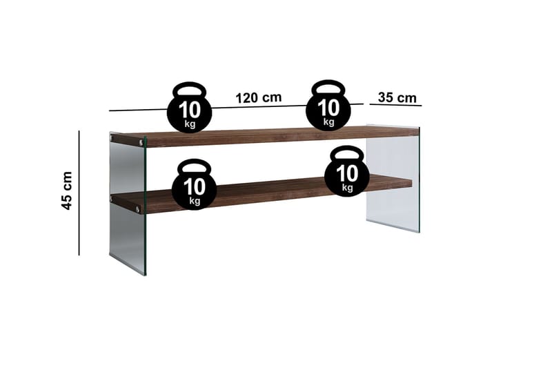 TV-benk Grinstad 120 cm - Brun/Glass - Møbler - TV- & Mediamøbler - TV benk & mediabenk