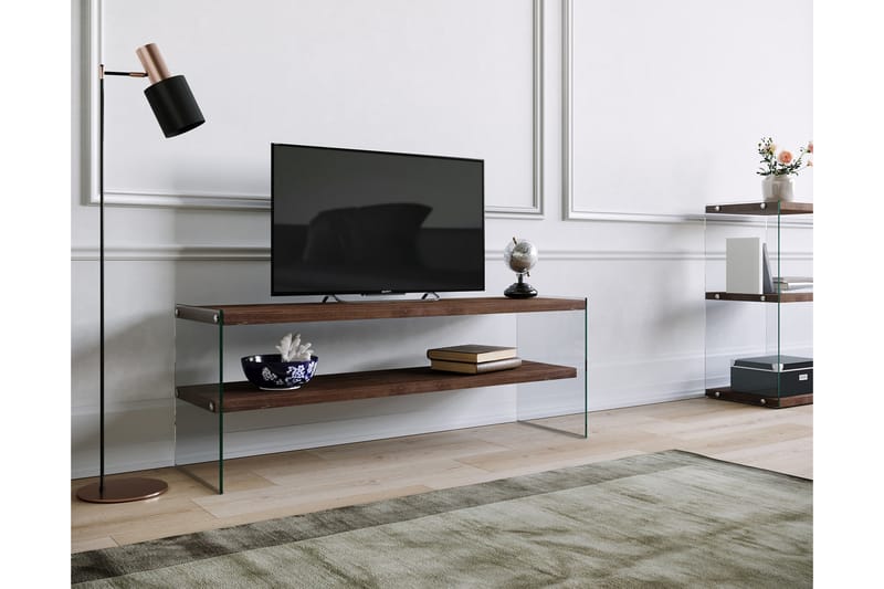 TV-benk Grinstad 120 cm - Brun/Glass - Møbler - TV- & Mediamøbler - TV benk & mediabenk