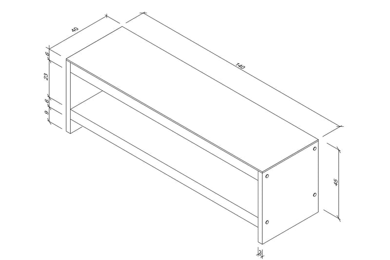 TV-benk Grinstad 140 cm - Mørkebrun - Møbler - TV- & Mediamøbler - TV benk & mediabenk