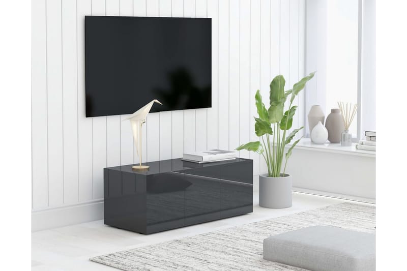 TV-benk høyglans grå 80x34x30 cm sponplate - Møbler - TV- & Mediamøbler - TV benk & mediabenk