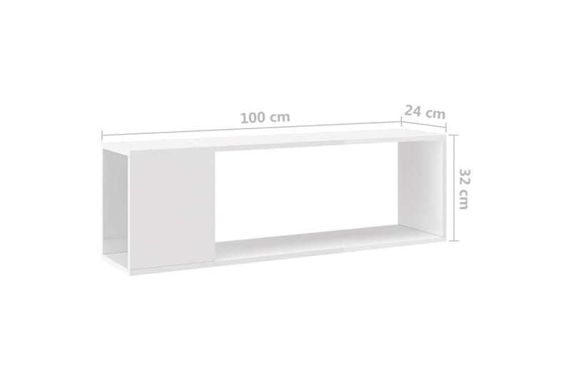 TV-benk høyglans hvit 100x24x32 cm sponplate - Hvit - Møbler - TV- & Mediamøbler - TV benk & mediabenk