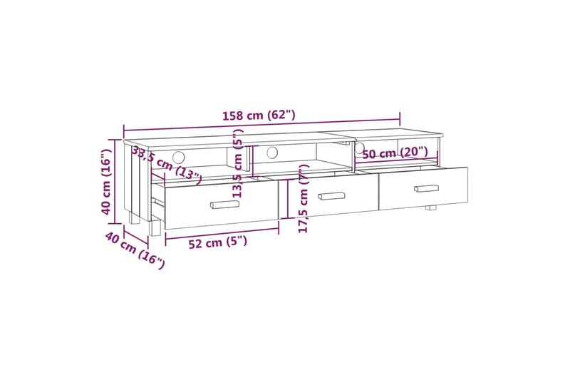 TV-benk honningbrun 158x40x40 cm heltre furu - Brun - Møbler - TV- & Mediamøbler - TV benk & mediabenk