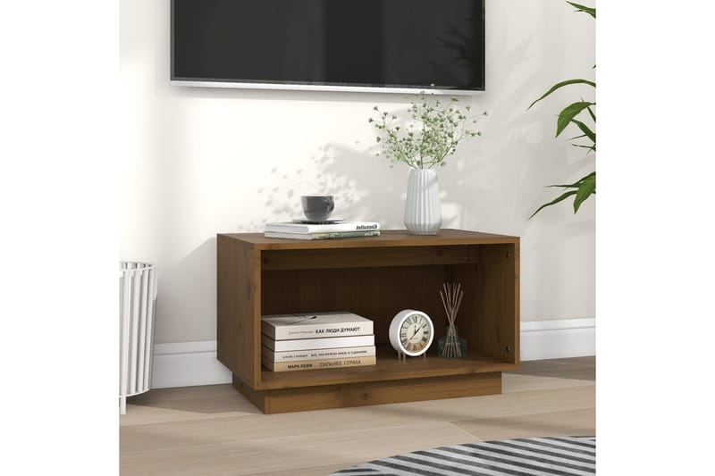 TV-benk honningbrun 60x35x35 cm heltre furu - Brun - Møbler - TV- & Mediamøbler - TV benk & mediabenk