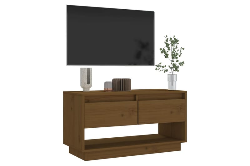 TV-benk honningbrun 74x34x40 cm heltre furu - Brun - Møbler - TV- & Mediamøbler - TV benk & mediabenk