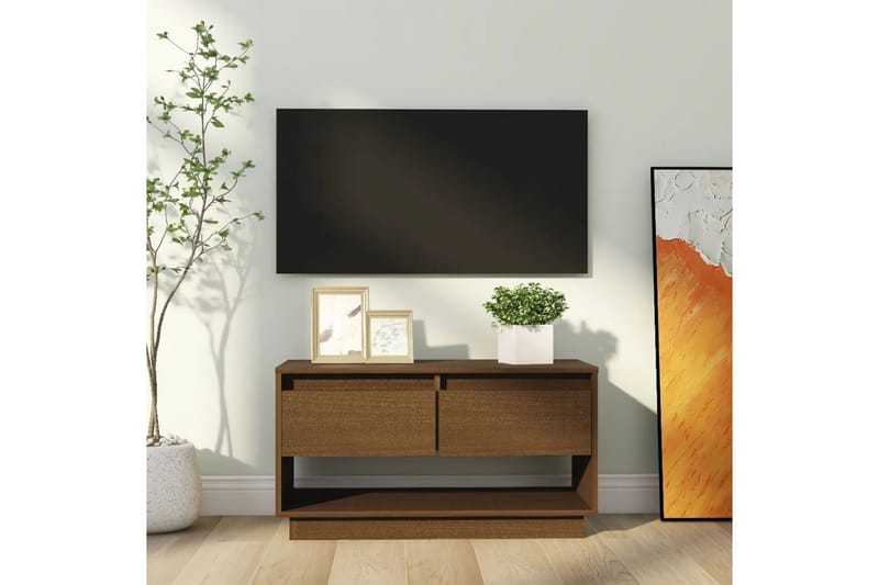 TV-benk honningbrun 74x34x40 cm heltre furu - Brun - Møbler - TV- & Mediamøbler - TV benk & mediabenk