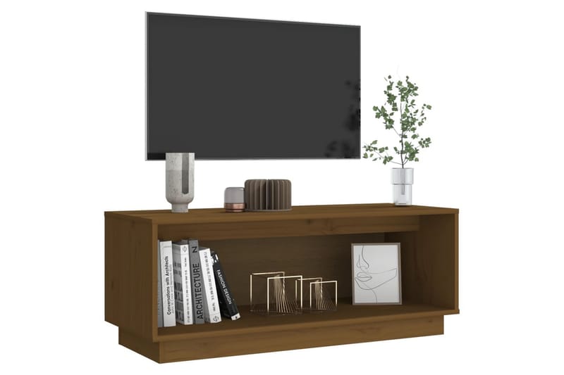 TV-benk honningbrun 90x35x35 cm heltre furu - Brun - Møbler - TV- & Mediamøbler - TV benk & mediabenk