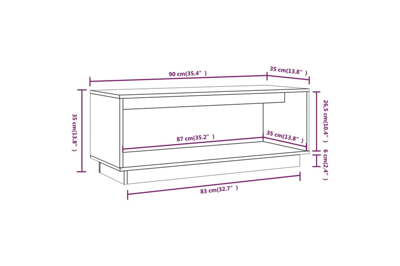 TV-benk honningbrun 90x35x35 cm heltre furu - Brun - Møbler - TV- & Mediamøbler - TV benk & mediabenk