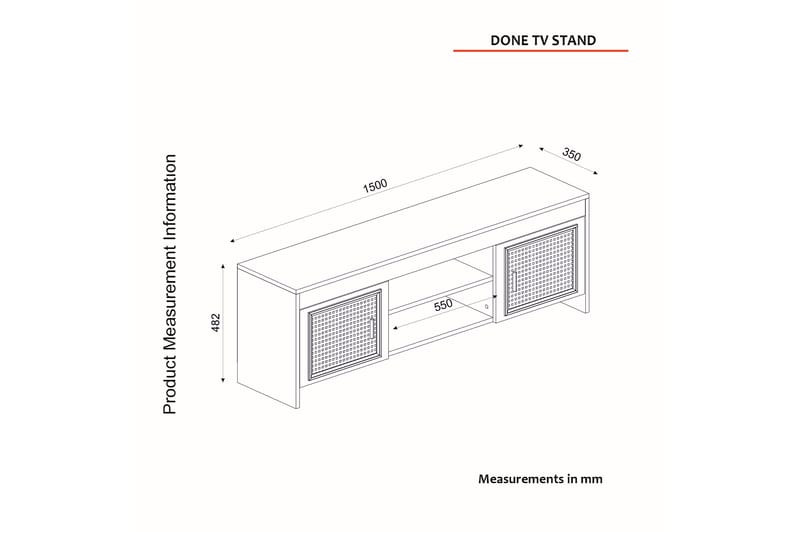 TV-benk Honseler 150 cm - Hvit / Mørkebrun - Møbler - TV- & Mediamøbler - TV benk & mediabenk