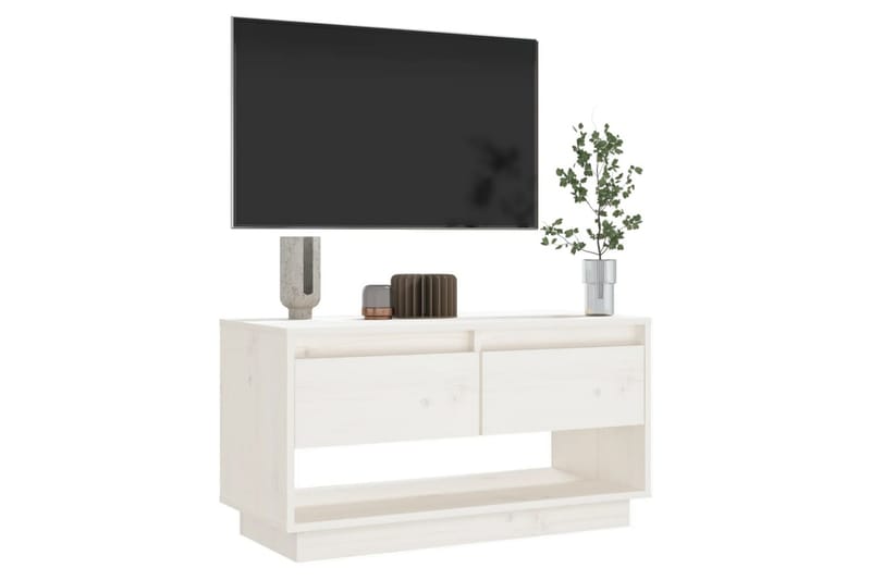 TV-benk hvit 74x34x40 cm heltre furu - Hvit - Møbler - TV- & Mediamøbler - TV benk & mediabenk