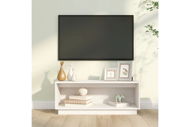 TV-benk hvit 90x35x35 cm heltre furu - Hvit - Møbler - TV- & Mediamøbler - TV benk & mediabenk