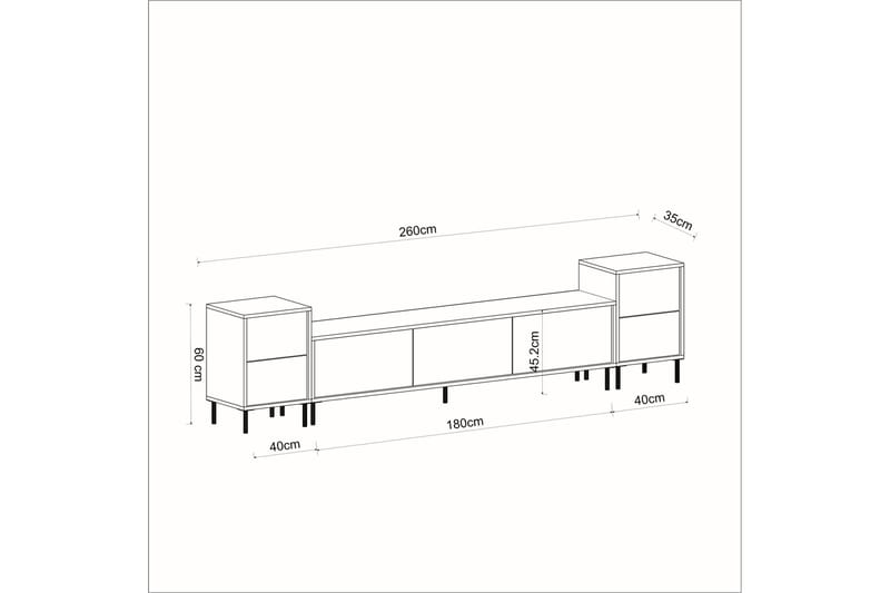 TV-benk Imaj 260 cm - Gull/Svart/Hvit - Møbler - TV- & Mediamøbler - TV benk & mediabenk