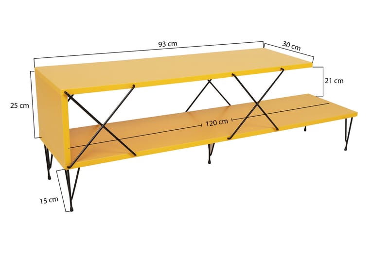 TV-benk Jaennis 120 cm - Gul - Møbler - TV- & Mediamøbler - TV benk & mediabenk