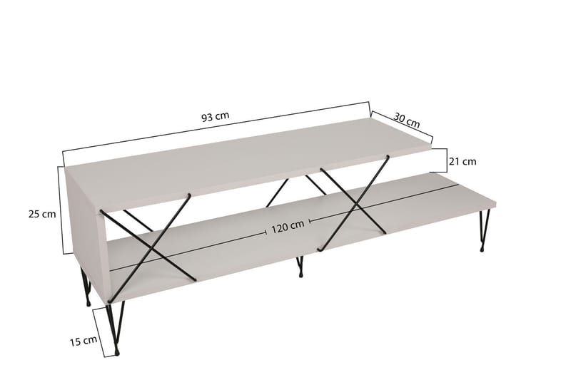 TV-benk Jaennis 120 cm - Hvit - Møbler - TV- & Mediamøbler - TV benk & mediabenk