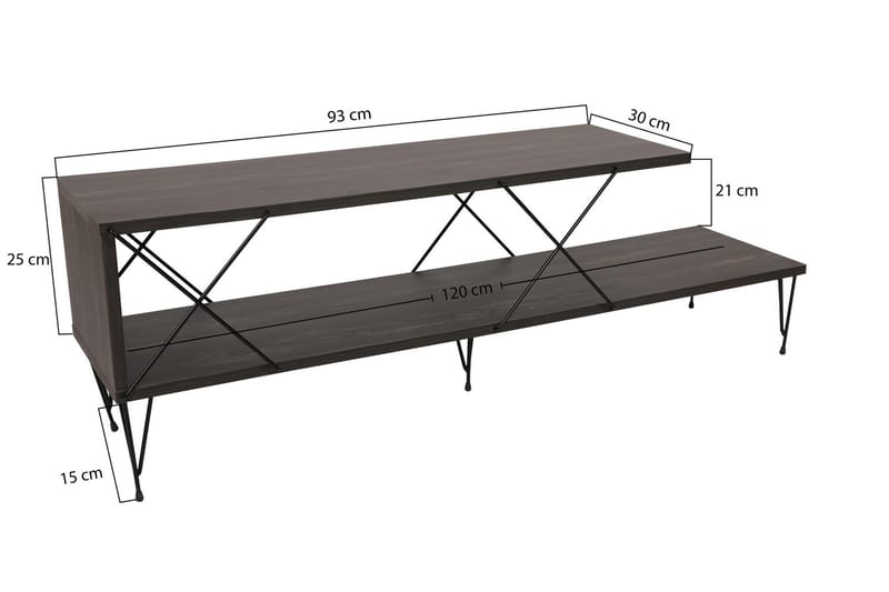 TV-benk Jaennis 120 cm - Mørkebrun - Møbler - TV- & Mediamøbler - TV benk & mediabenk