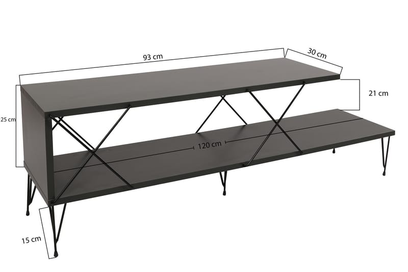 TV-benk Jannies 120 cm - Antrasitt - Møbler - TV- & Mediamøbler - TV benk & mediabenk