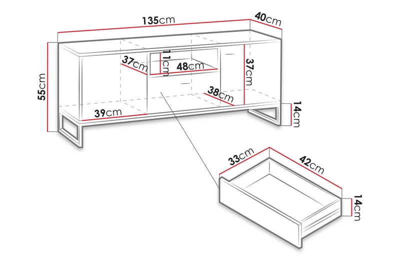 TV-benk Kahambwe 135 cm - Møbler - TV- & Mediamøbler - TV benk & mediabenk