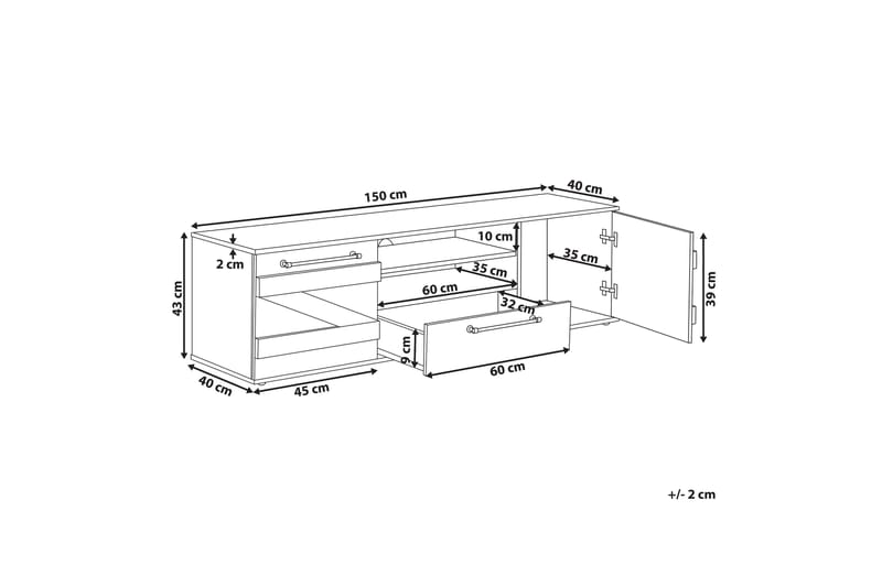 TV-Benk Lassiter 150 cm - Natur/Svart - Møbler - TV- & Mediamøbler - TV benk & mediabenk