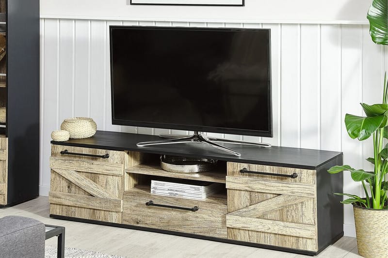 TV-Benk Lassiter 150 cm - Natur/Svart - Møbler - TV- & Mediamøbler - TV benk & mediabenk