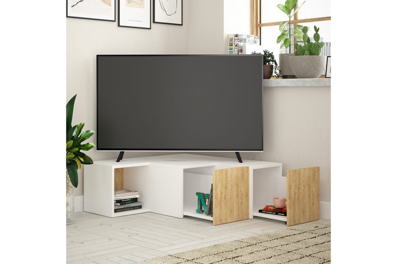 TV-Benk Lindome 92 cm - Hvit|Brun - Møbler - TV- & Mediamøbler - TV benk & mediabenk