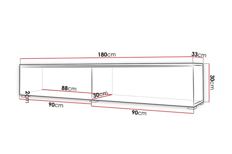 TV-benk Lourmais 180 cm - Hvit/Grå - Møbler - TV- & Mediamøbler - TV benk & mediabenk