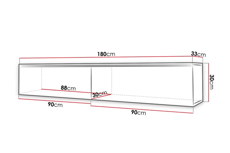 Tv-benk Lourmais 180 cm LED-belysning - Hvit|Grå|Hvit LED - TV benk & mediabenk