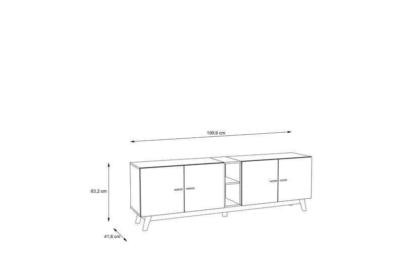 TV-benk Lubahn 200 cm - Svart - Møbler - TV- & Mediamøbler - TV benk & mediabenk