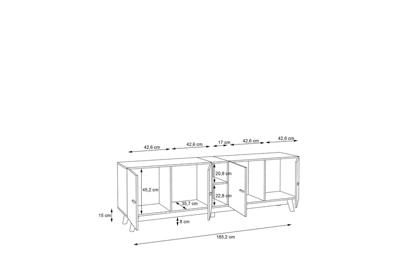 TV-benk Lubahn 200 cm - Svart - Møbler - TV- & Mediamøbler - TV benk & mediabenk