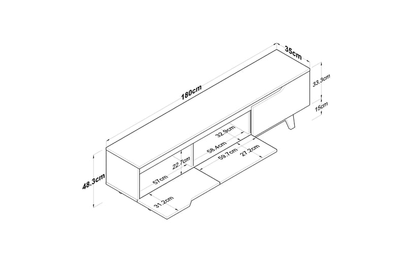 TV-benk Lychester 180x35 cm Hvit/Brun - Møbler - TV- & Mediamøbler - TV benk & mediabenk