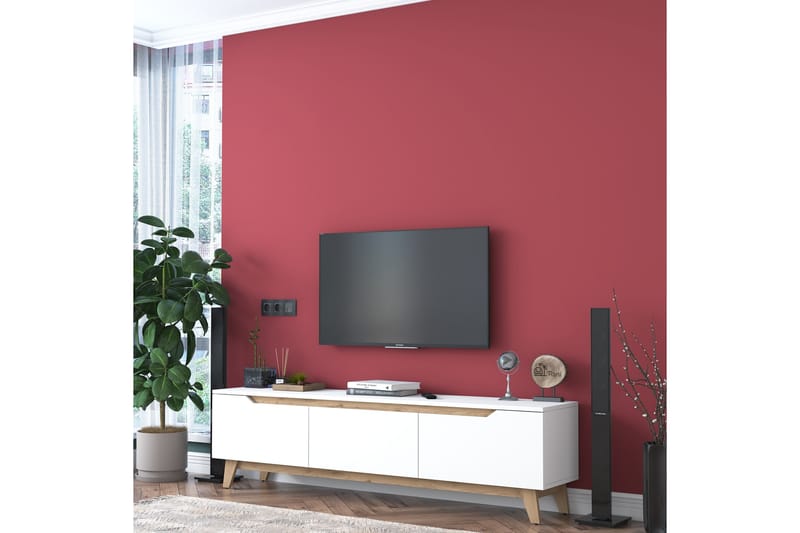 TV-benk Lychester 180x35 cm Hvit/Brun - Møbler - TV- & Mediamøbler - TV benk & mediabenk