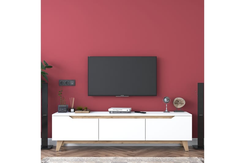 TV-benk Lychester 180x35 cm Hvit/Brun - Møbler - TV- & Mediamøbler - TV benk & mediabenk