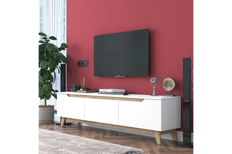 TV-benk Lychester 180x35 cm Hvit/Brun - Møbler - TV- & Mediamøbler - TV benk & mediabenk