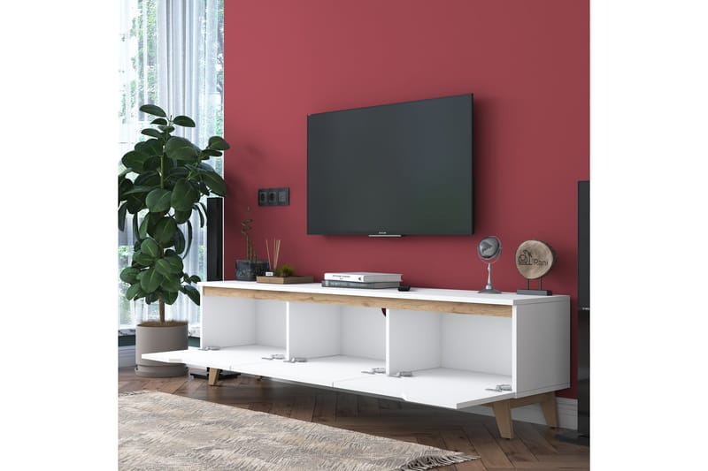 TV-benk Lychester 180x35 cm Hvit/Brun - Møbler - TV- & Mediamøbler - TV benk & mediabenk