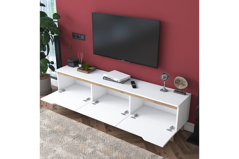 TV-benk Lychester 180x35 cm Hvit/Brun - Møbler - TV- & Mediamøbler - TV benk & mediabenk