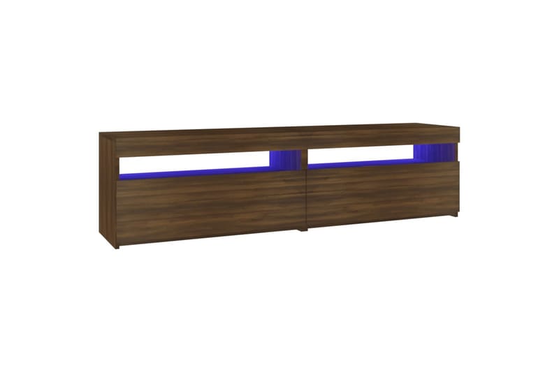 TV-benk med LED-lys 2 stk brun eik 75x35x40 cm - Brun - Møbler - TV- & Mediamøbler - TV benk & mediabenk