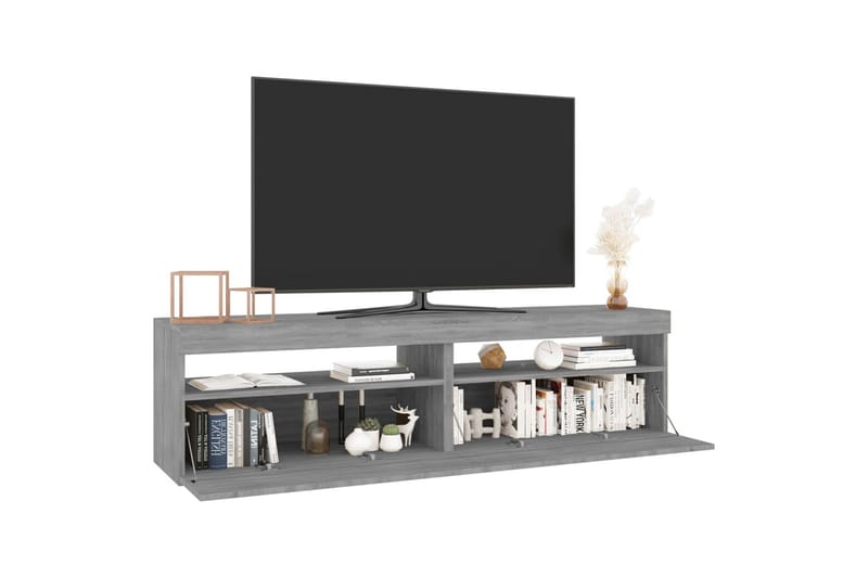 TV-benk med LED-lys 2 stk grå sonoma 75x35x40 cm - Grå - Møbler - TV- & Mediamøbler - TV benk & mediabenk