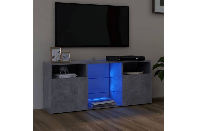 TV-benk med LED-lys betonggrå 120x30x50 cm - Grå - Møbler - TV- & Mediamøbler - TV benk & mediabenk