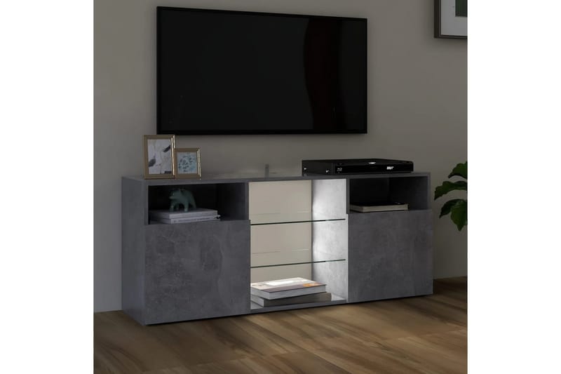 TV-benk med LED-lys betonggrå 120x30x50 cm - Grå - Møbler - TV- & Mediamøbler - TV benk & mediabenk