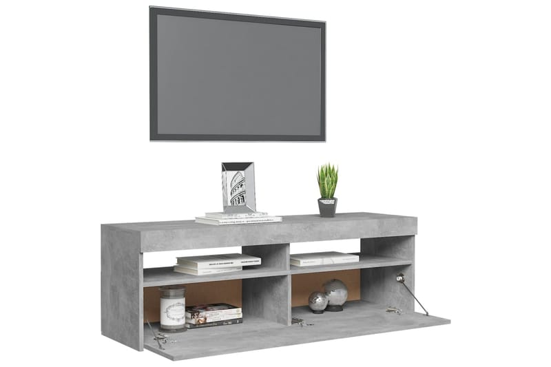 TV-benk med LED-lys betonggrå 120x35x40 cm - Grå - Møbler - TV- & Mediamøbler - TV benk & mediabenk