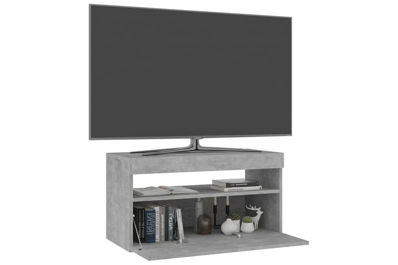 TV-benk med LED-lys betonggrå 75x35x40 cm - Grå - Møbler - TV- & Mediamøbler - TV benk & mediabenk