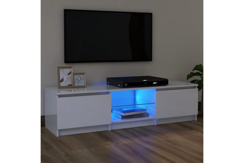 TV-benk med LED-lys høyglans hvit 120x30x35,5 cm - Hvit - Møbler - TV- & Mediamøbler - TV benk & mediabenk