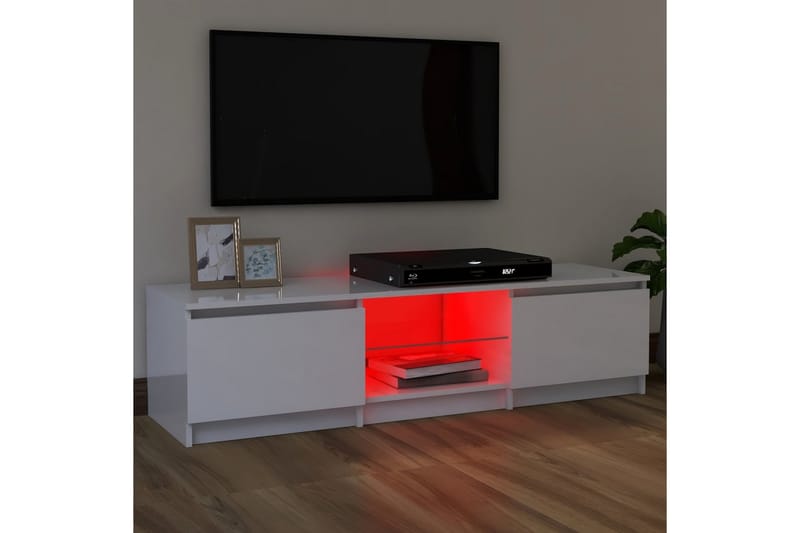 TV-benk med LED-lys høyglans hvit 120x30x35,5 cm - Hvit - Møbler - TV- & Mediamøbler - TV benk & mediabenk