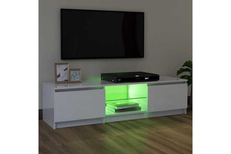 TV-benk med LED-lys høyglans hvit 120x30x35,5 cm - Hvit - Møbler - TV- & Mediamøbler - TV benk & mediabenk