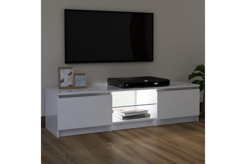 TV-benk med LED-lys høyglans hvit 120x30x35,5 cm - Hvit - Møbler - TV- & Mediamøbler - TV benk & mediabenk