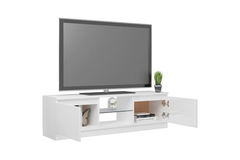 TV-benk med LED-lys høyglans hvit 120x30x35,5 cm - Hvit - Møbler - TV- & Mediamøbler - TV benk & mediabenk